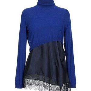 Amazing SEMICOUTURE wool blend and satin turtleneck sweater